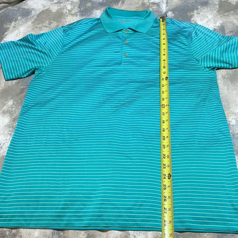 Nike Golf Tour Performance Dri-Fit Men’s SZ M Teal Colored Striped Polo Shirt - Picture 6 of 12